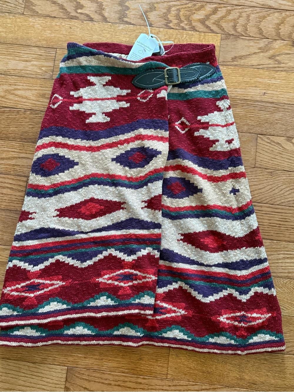 Soft Surroundings Southwestern Aztec Small Cotton MIDI Skirt